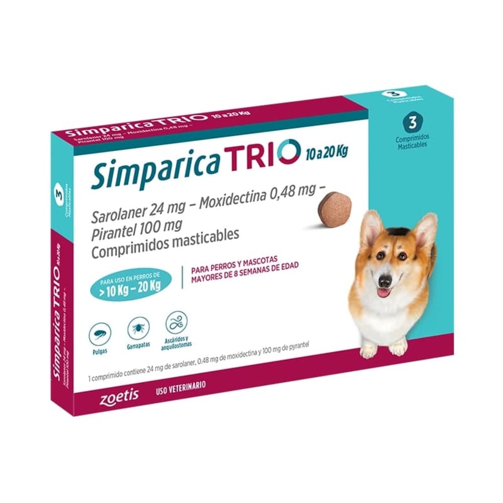 Simparica Trio 10 a 20(Kg) - 3 Comprimidos