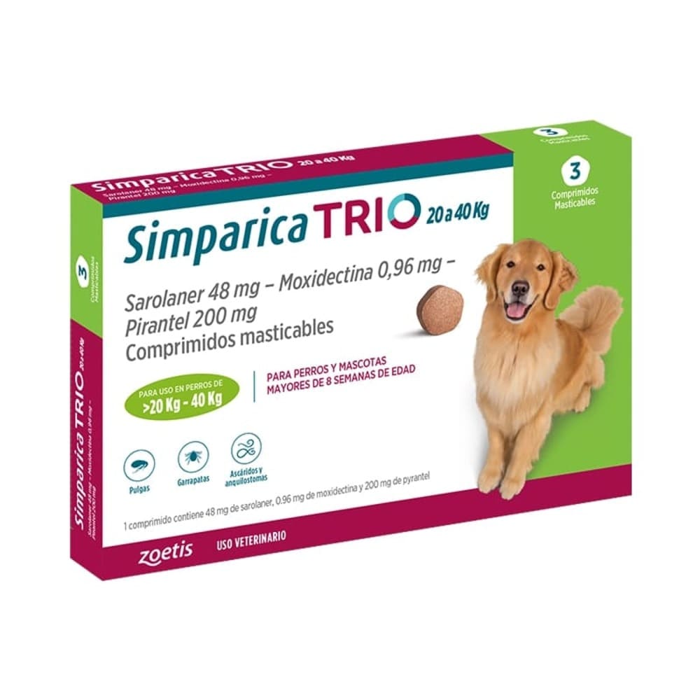 Simparica Trio 20 a 40 (Kg) - 3 Comprimidos